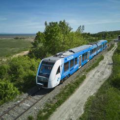 Alstoms vätgaståg Coradia iLint har transporterat sina allra första nordamerikanska passagerare. Foto: Alstom
