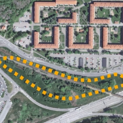 På Bohusbanan bygger Trafikverket dubbelspår vid Brunnsbo för att minska störningskänsligheten. Foto: Trafikverket