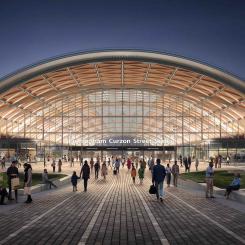 Illustration av Birminghams framtida nya järnvägsstation. Siemens Mobility säkrar infrastruktur- och servicekontrakt värda 560 miljoner pund för höghastighetssträckan HS2 och stationsteknik. Foto: HS2