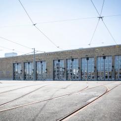 Den nya spårvagnsdepån på Ringön. Foto: Västtrafik