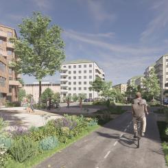 Järnvägen byggs ut från två till fyra spår mellan Huvudsta och Duvbo. Bild: AIX Arkitekter