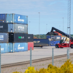 Dryport Skaraborg på Marjarp är en del av Göteborgs hamn. Foto: Falkörpings kommun