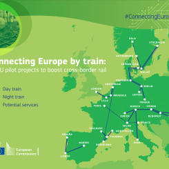 Tio tåglinjer som ska öka gränsöverskridande tågtrafik. Bild: Europeiska kommissionen