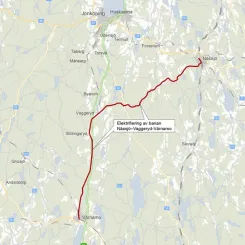 Järnvägen mellan Nässjö och Värnamo. Karta: Trafikverket