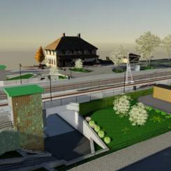 Skiss över den nya planskilda passagen vid Heby station. Illustration: Afry