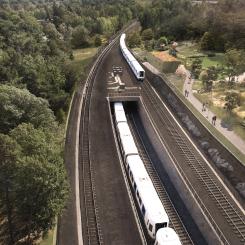 Visionsbild av Hökarängens nya station. Bild: Region Stockholm/WSP