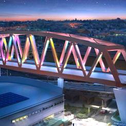 Bellingham-bron i Birmingham har planerats att bli en del av höghastighetssträckan HS2. Premiärministern Rishi Sunak vill dock, enligt mediauppgifter, spara pengar genom att begränsa HS2 till en sträcka mellan västra London och Birmingham. Illustration: HS2