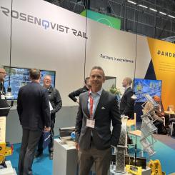 Jacob Landström, VD för Rosenqvist Rail, en av dem som representerade företaget på järnvägsmässan Train & Rail.