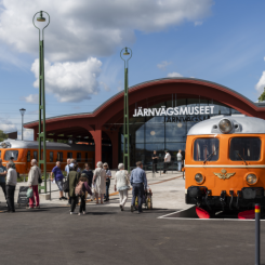 Järnvägsmuseets entré vid Rälsgatan 1 i Gävle. Fotograf/Källa: Daniel Bernstål