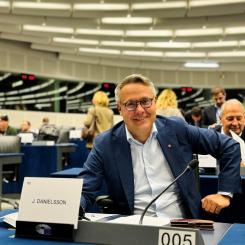 Johan Danielsson i utskottsmöte den 7 oktober. Foto: Europaparlamentet