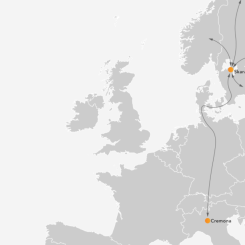Ny tåglinje för import och export ska binda samman Italien och Sverige. Karta: 
Collicare