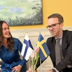 Lulu Ranne mötte sin svenska kollega, infrastruktur- och bostadsministern Andreas Carlson. Foto: Kredit: Andreas Carlson