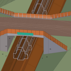 3D-modell av vägbro och faunapassage. Bild: Tyréns