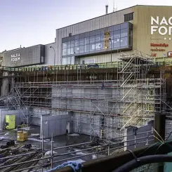 Nya tunnelbanan vid Nacka forum växer fram. Foto: Layher