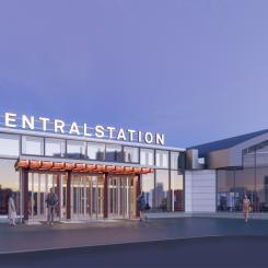 Ny entré, Övre hallen, Stockholms Centralstation. Vy mot ny entré.  Bild: AIX Arkitekter.