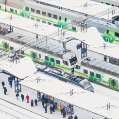 Böle Rangerbangård vid Helsingfors järnvägsstation. Utgångspunkt för tågresor runt hela Finland. Foto: VR