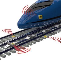 Sensorer monterade på växlarna registrerar vibrationer från passerande tåg. Ett intelligent mjukvarusystem analyserar förändringar i signalerna över tid för att identifiera slitage, deformationer eller ytskador på skenorna. Bild: DT – Výhybkárna a strojírna (DTVS)