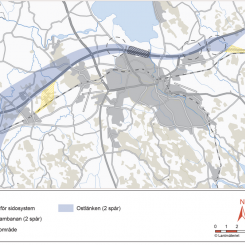 Ostlänken förläggs norr om staden och Södra stambanan ligger kvar i befintligt läge inne i centrala Linköping. Karta: Trafikverket