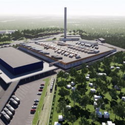 Visionsbild av den nya depån i Helsingfors. Bild: Skanska