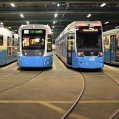 Spårvagnsmodellerna M31 och M32 får nya destinationsskyltar. Foto: Göteborgs Spårvägar