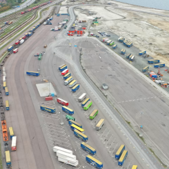 Trafikverket ser positivt på en framtida ny östlig infart till Skandinaviens största Roro-hamn. Foto: Trelleborgs Hamn