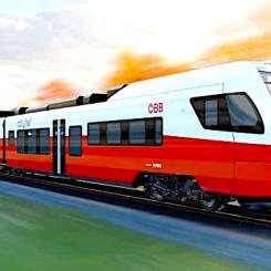 Konstnärens intryck av batteritåget som Stadler ska leverera till ÖBB.
Foto: Stadler