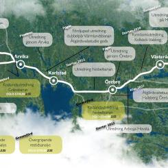 Trafikverket arbetar intensivt med att utreda åtgärder som ska förbättra befintlig järnväg i stråket mellan Oslo och Stockholm. Bild: Oslo-Sthlm 2.55