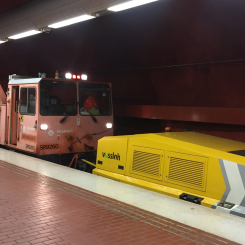 Vossloh introducerar höghastighetsslipning i Stockholms tunnelbana. Foto:  Vossloh