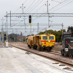I Klostergården har två nybyggda spår byggts ihop med spåren som leder in mot Lund C. Foto: NCC_OHLA/Trafikverket