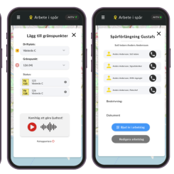 Appen används för att identifiera gränspunkter mellan entreprenaders arbetsområden. Bild: Tydal Systems