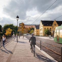 Framtidens spårväg i Uppsala. Illustration: White Arkitekter