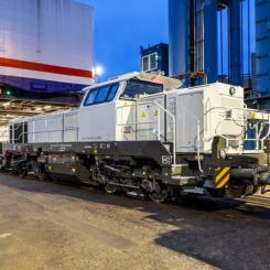 Northrails DE 18-lok anländer med tågfärjan M/S Skåne till Trelleborgs hamn från Rostock. Kasper Dudzik