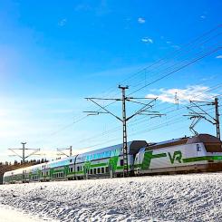 VR:s Ice-tåg på väg i vinterlandskap. Foto: VR